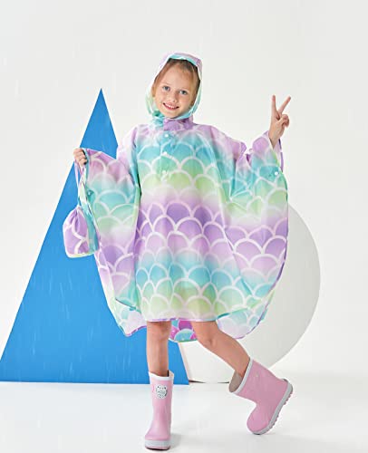 Lightweight Girls Rain Poncho Waterproof Toddler Raincoat Reusable