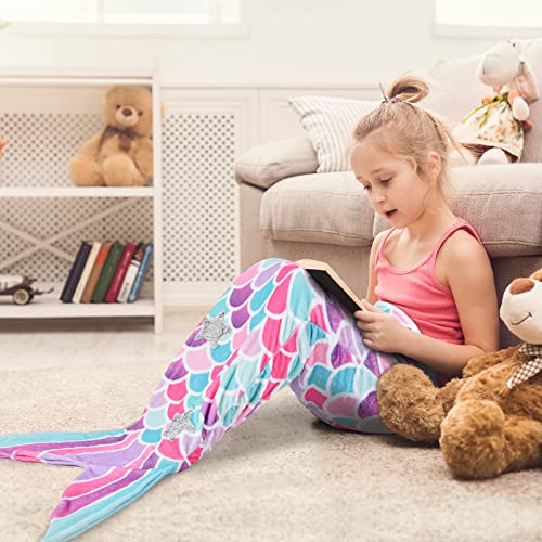 Mermaid Tail Blanket Plush Mermaid Wearable Blanket for Girls