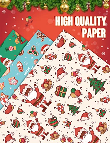 WERNNSAI Christmas Wrapping Paper - 10 Sheets 20 x 27 Gift Wrapping Paper  Birthday Gift Wrap Black Santa for Christmas Gifts Box, Kwanzaa Day Favor,  Holiday Decor Family Activities Party, Blue Wrapping Paper