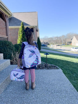 WERNNSAI MERMAID KIDS BACKPACK LUNCHBAG SET FOR SCHOOL TRAVEL Sequin mermaid tail school backpack bookbag day pack preschool kindergarten primary school lightweigt glitter girls backpack kids tote lunch bag insulated purple lunch box 