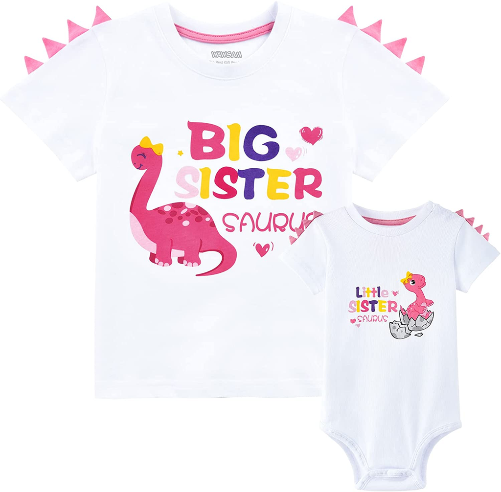 WAWSAM Big Sister Little Sister Matching Outfits Big Sis Little Sis Sibling Shirt Set