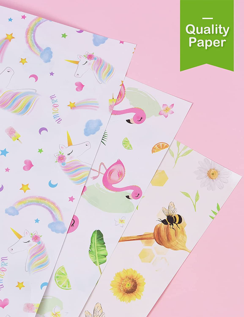 Pink Flower Wrapping Paper Baby Shower Wrapping Paper 