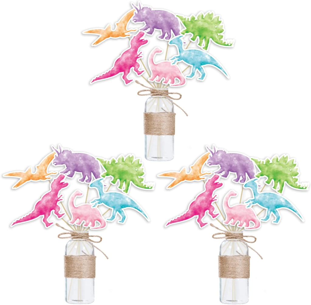 Watercolor Dinosaur Party Centerpieces Sticks- 36PCS Dino Theme Party Supplies for Girls Kids Baby Shower Dinosaur Birthday Party Decorations Table Decor Toppers