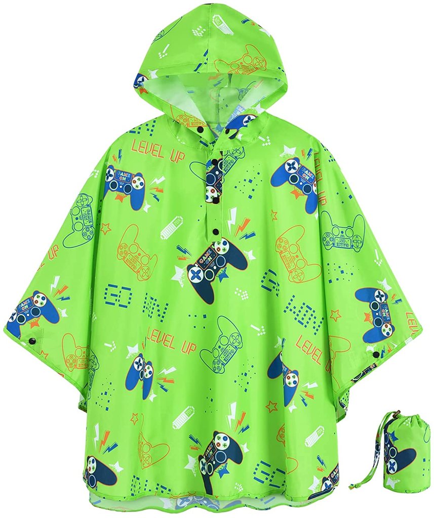 Lightweight Kids Rain Poncho Reusable Toddler Raincoat Waterproof Boys Rain Jacket