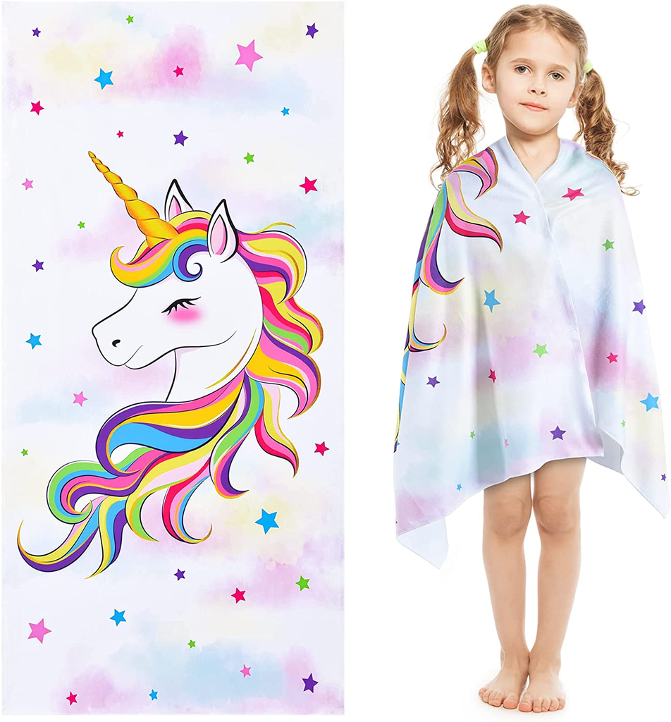 WERNNSAI Unicorn Beach Towel For Girls - 30" X 60" Quick Dry, Super Soft, Sand Free Swim & Bath Towel - View #5