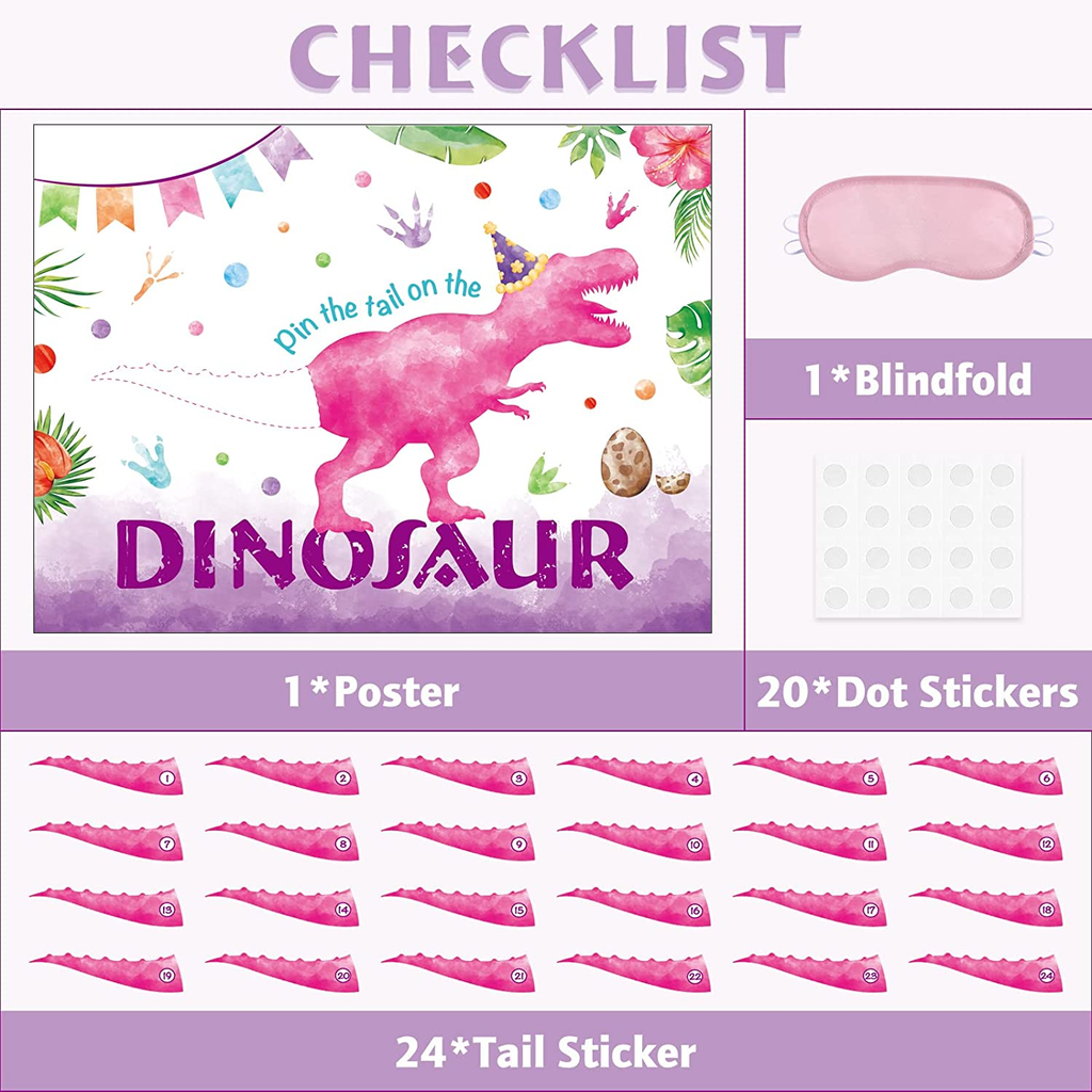 Pin The Tail On The Unicorn Party Game - 24 Tails, 21x28 Inch Poster, For Kids Birthday, Baby Shower, Activities