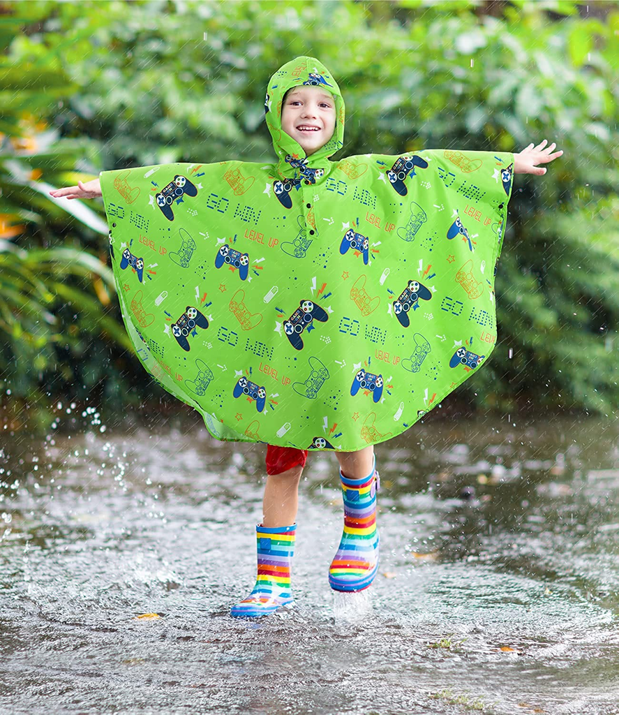 Eksklusiv æggelederne i går Lightweight Kids Rain Poncho Reusable Toddler Raincoat Waterproof Boys –  WERNNSAI