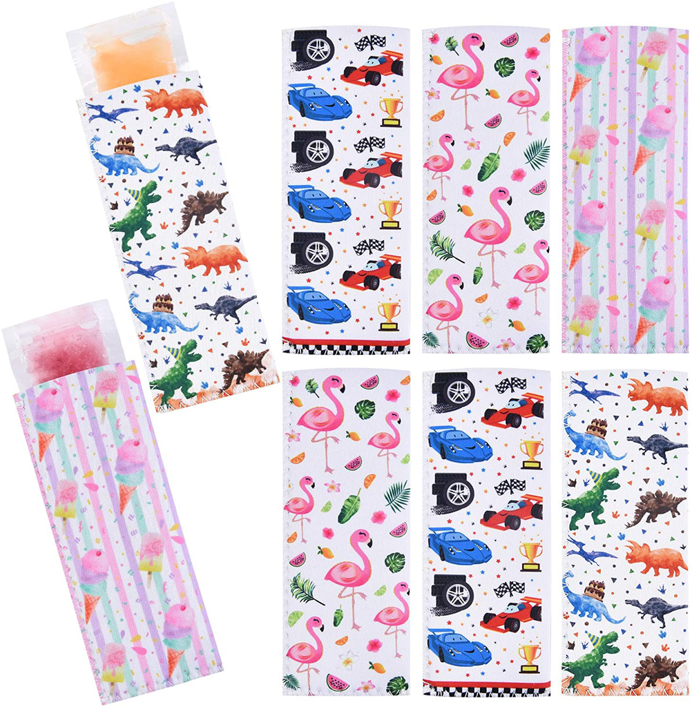 Set of 8 Popsicle Holder Bags - Neoprene Insulator Ice Pop Sleeve Set Popsicle Covers Sleeves for Popsicle Ice Pop Freezer Yogurt Ice Candy Summer Tropical Party Favors