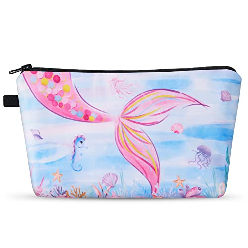 Mermaid Cosmetic Bag for Women - Makeup Bag for Girls Gifts Travel Toiletry Bag Vanity Make up Organizer Bag for Beauty Makeup Tool Cosmetic Brush Toiletries