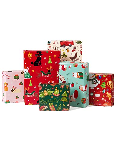 Snowman And Dogs Christmas Wrapping Paper Set (20 Sheets, 20" x 27")