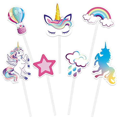 Unicorn Cupcake Topper - 35PCS Rainbow Unicorn Party Decorations Cake Topper for Girls Baby Shower Birthday Party Supplies Cake Decor Cupcake Topper Picks