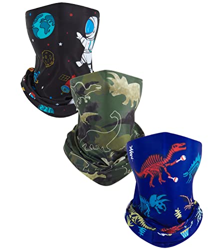 3 PCS Men Neck Gaiters Kids Bandanas Cooling Summer Face Mask Scarf for Boys Adjustable Toddler Neck Gaiter Mask Breathable Face Cover Sun Protection Balaclavas Neckwear for Hiking Cycling Fishing