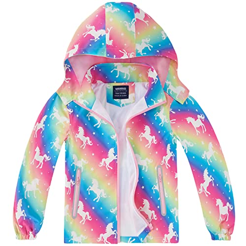 Unicorn Girls Rain Jacket Lightweight Kids Raincoat