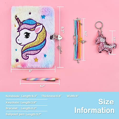 Sequins Unicorn Journal Set with Lock - Unicorn Diary for Girls