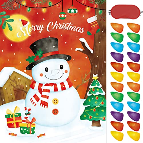 Pin The Nose on The Snowman Christmas Party Games ( 28'' x 21'')
