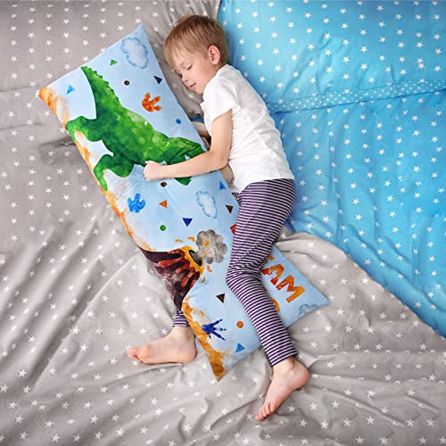 Watercolor Dinosaur Body Pillow Case 20” × 54”