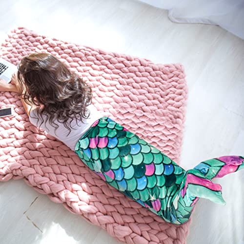 Mermaid Tail Blanket Plush Mermaid Wearable Blanket for Girls Teens  Adults All Seasons Soft Flannel Fleece Snuggle Blanket Mermaid Scale  Sleeping