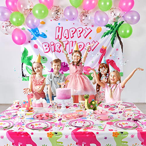 Pink Dino/Mermaid/ Videogames/Car Racing/Watercolor Dino Bday Party Package (With a Backdrop)_