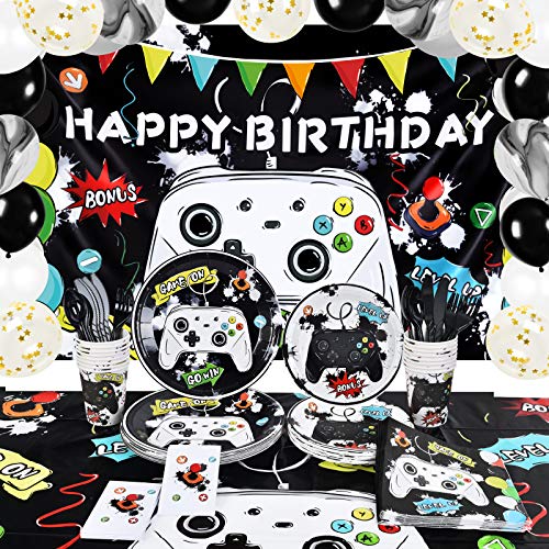 Watercolor Video Game Birthday Party Kit (152 PCS)