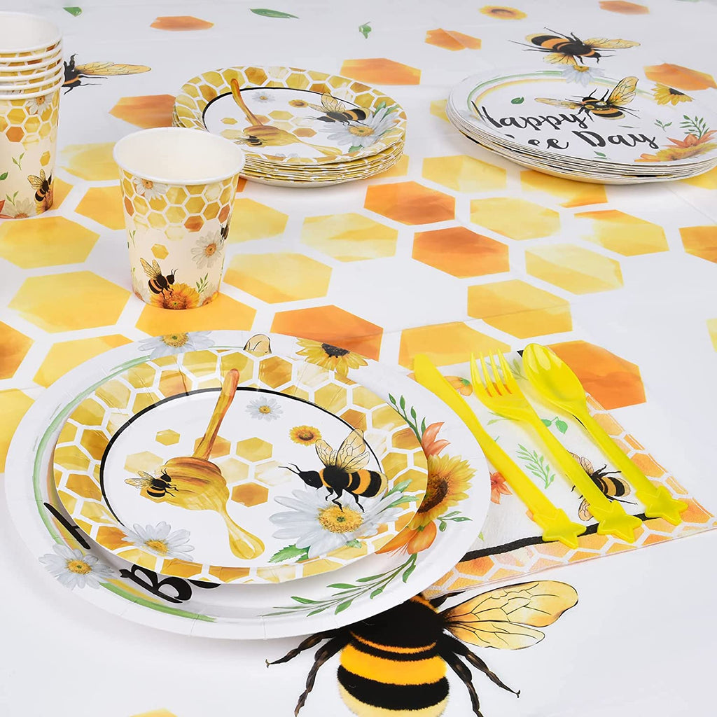 Happy Birthday Little Honey Bee Party Decorations Yellow Bee Disposable  Tableware Sets Kids Baby Shower Birthday Party Favors - Disposable Party  Tableware - AliExpress